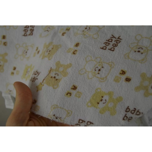 Cudlie Baby Bear Receiving Blanket White Tan Brown Flannel ABC Star - Picture 4 of 6